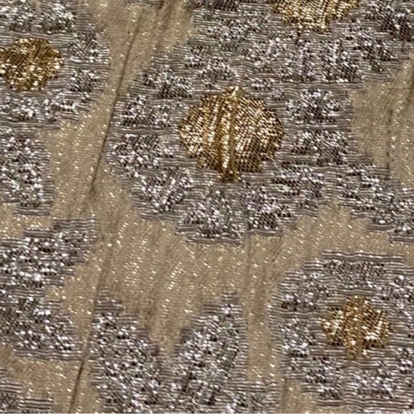 Trina Turk Osmond Jacquard Flower Gold Silver Lined High Waisted Ankle Pants - Picture 5 of 7